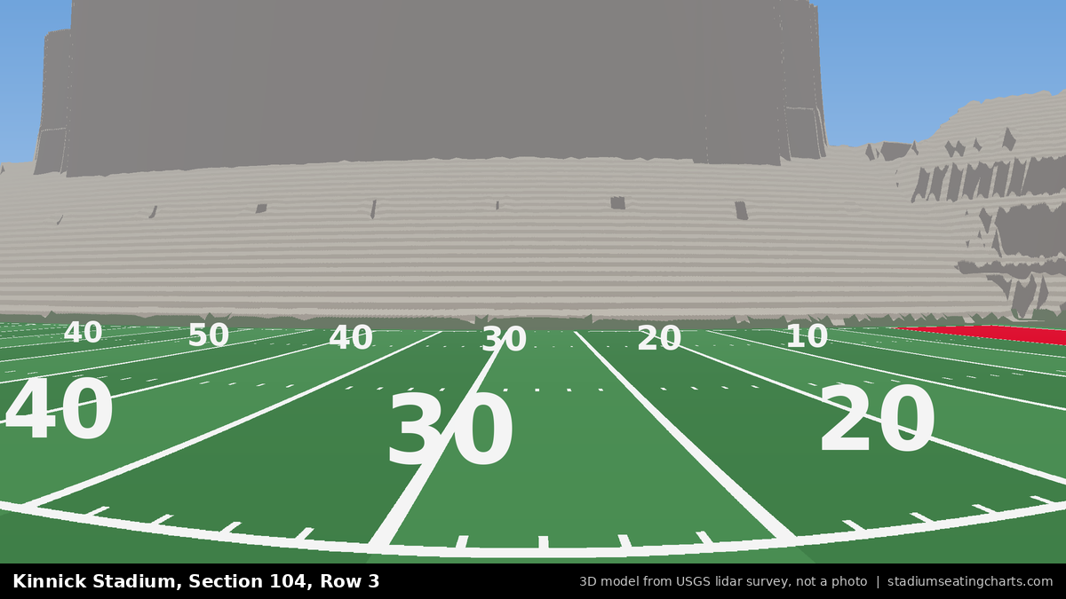 View from Kinnick Stadium Section 104, Row 3, looking toward the field