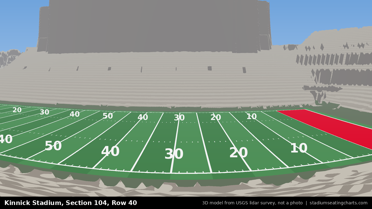 View from Kinnick Stadium Section 104, Row 40, looking toward the field
