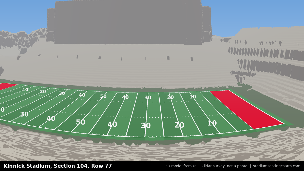 View from Kinnick Stadium Section 104, Row 77, looking toward the field