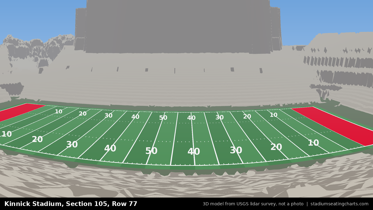 View from Kinnick Stadium Section 105, Row 77, looking toward the field