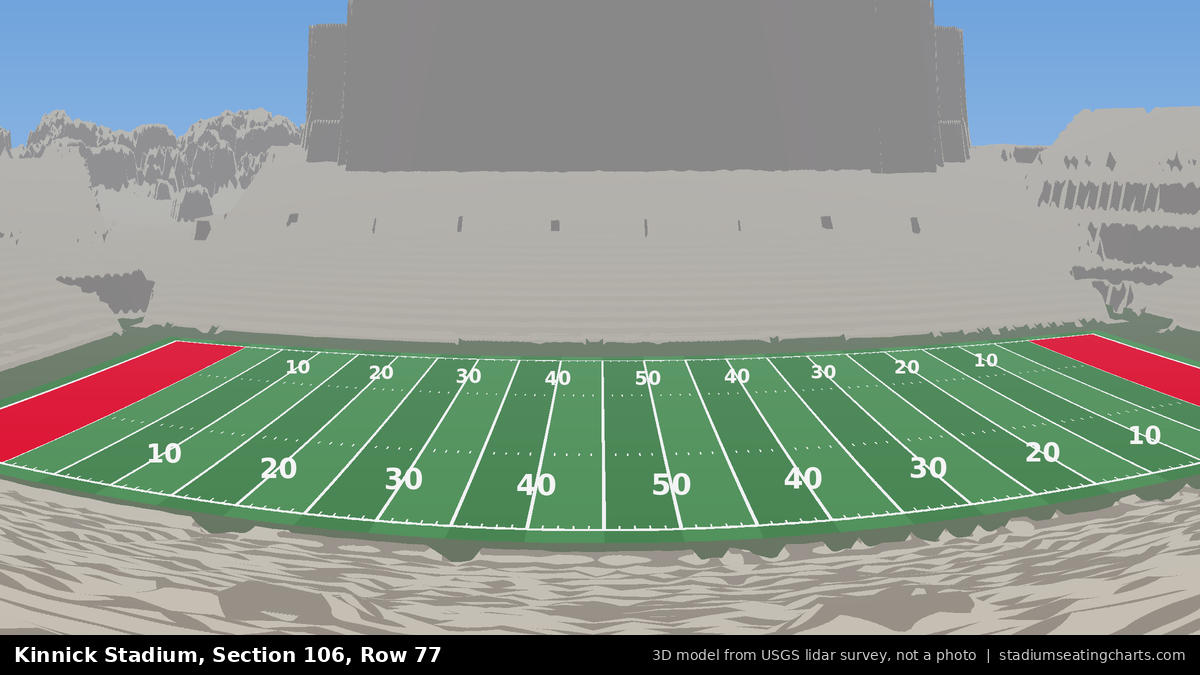 View from Kinnick Stadium Section 106, Row 77, looking toward the field