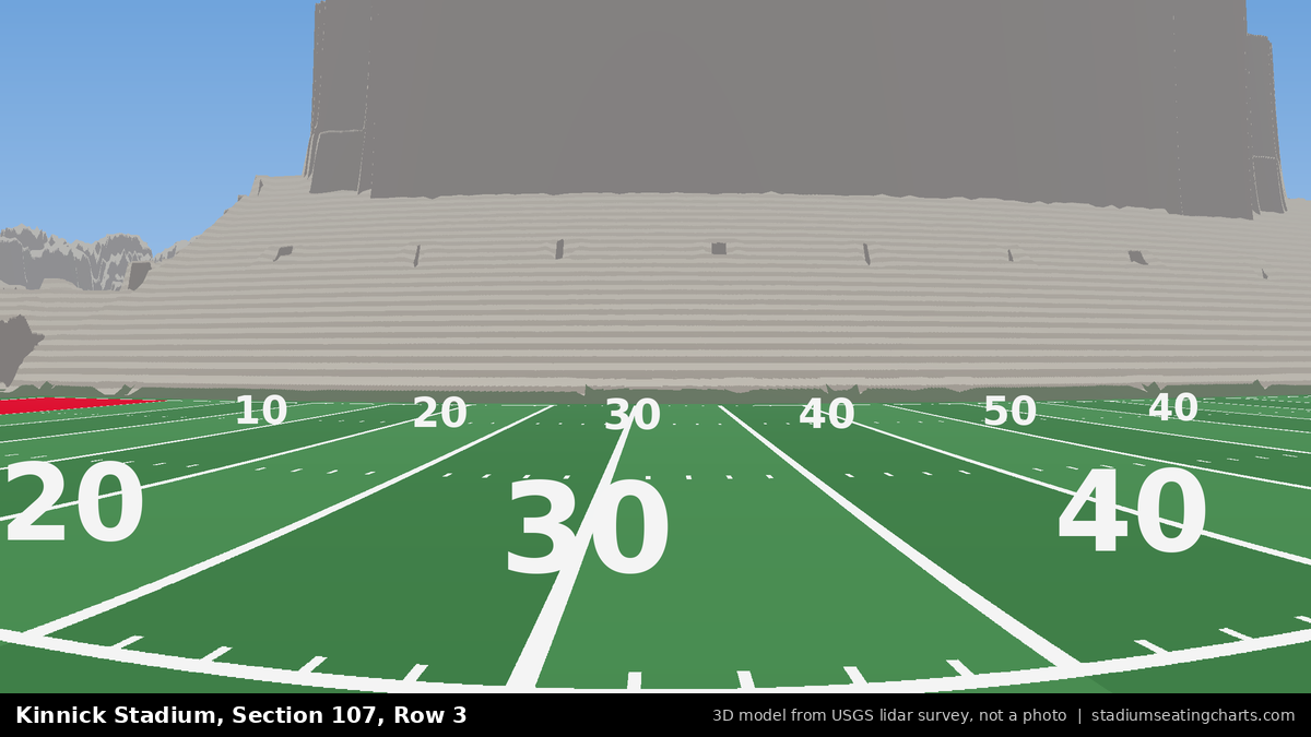 View from Kinnick Stadium Section 107, Row 3, looking toward the field