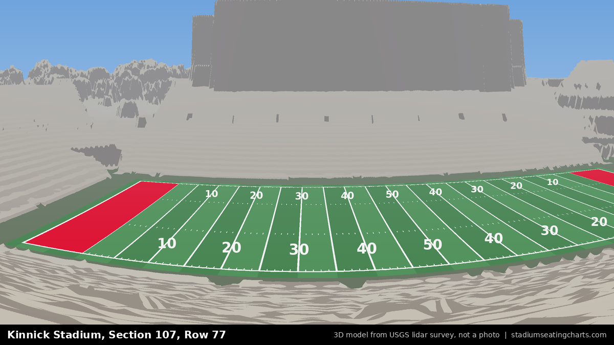 View from Kinnick Stadium Section 107, Row 77, looking toward the field
