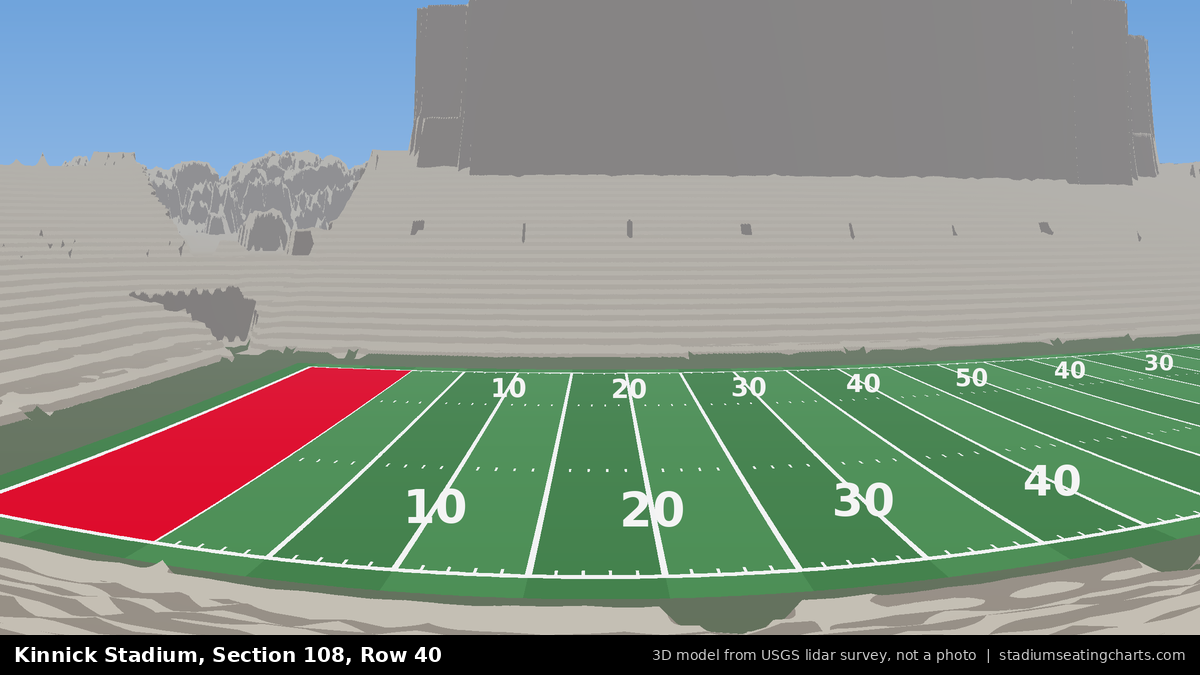 View from Kinnick Stadium Section 108, Row 40, looking toward the field