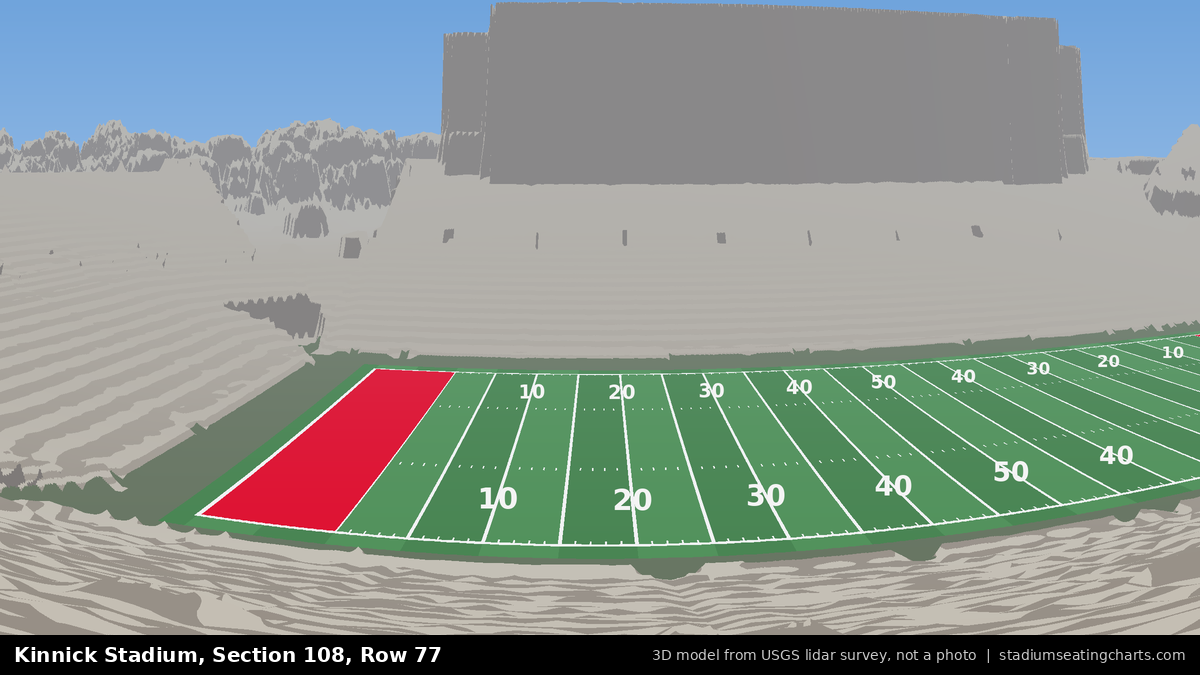 View from Kinnick Stadium Section 108, Row 77, looking toward the field