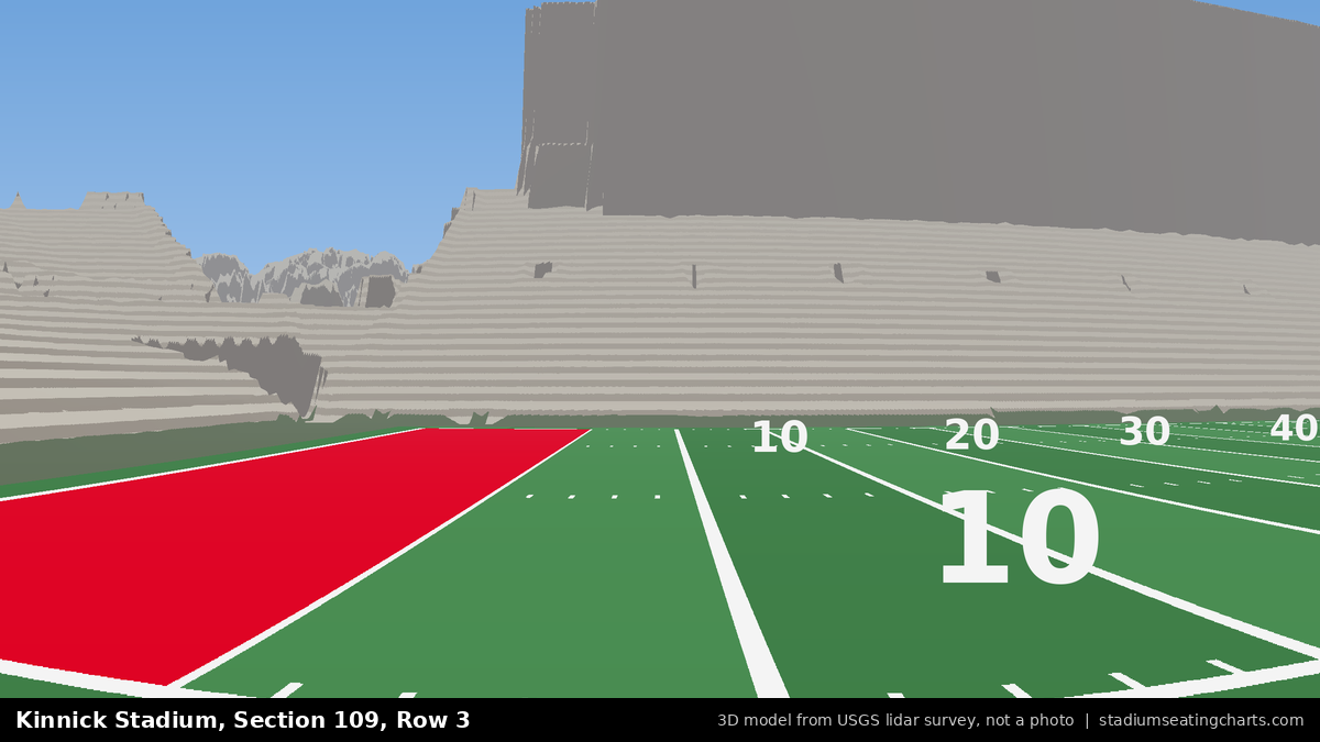 View from Kinnick Stadium Section 109, Row 3, looking toward the field