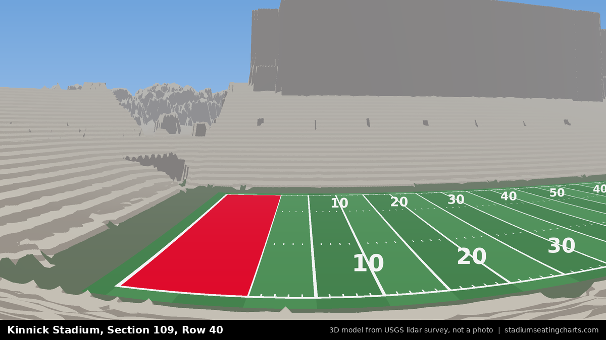 View from Kinnick Stadium Section 109, Row 40, looking toward the field