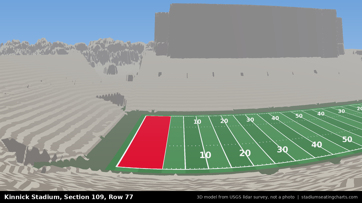 View from Kinnick Stadium Section 109, Row 77, looking toward the field