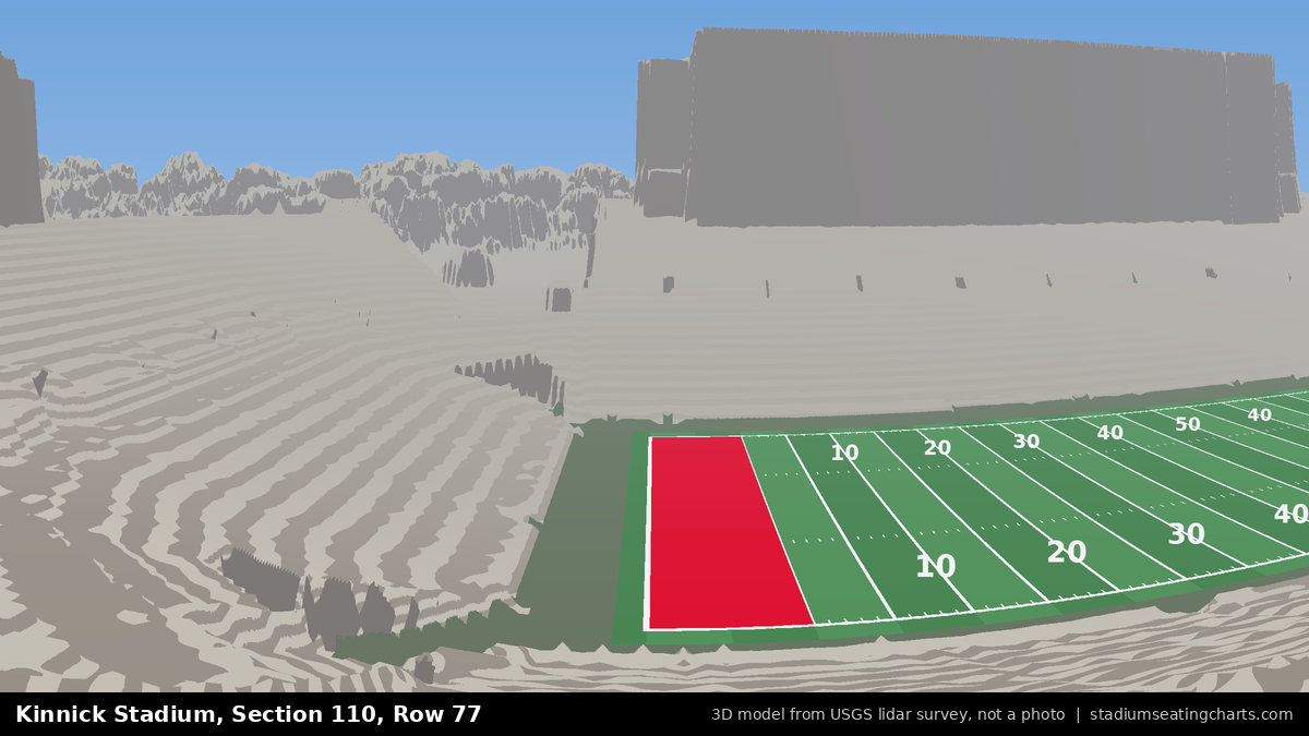 View from Kinnick Stadium Section 110, Row 77, looking toward the field