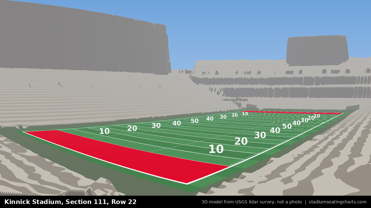 View from Kinnick Stadium Section 111, Row 22, looking toward the field
