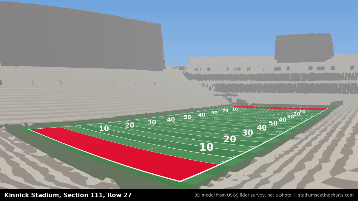 View from Kinnick Stadium Section 111, Row 27, looking toward the field