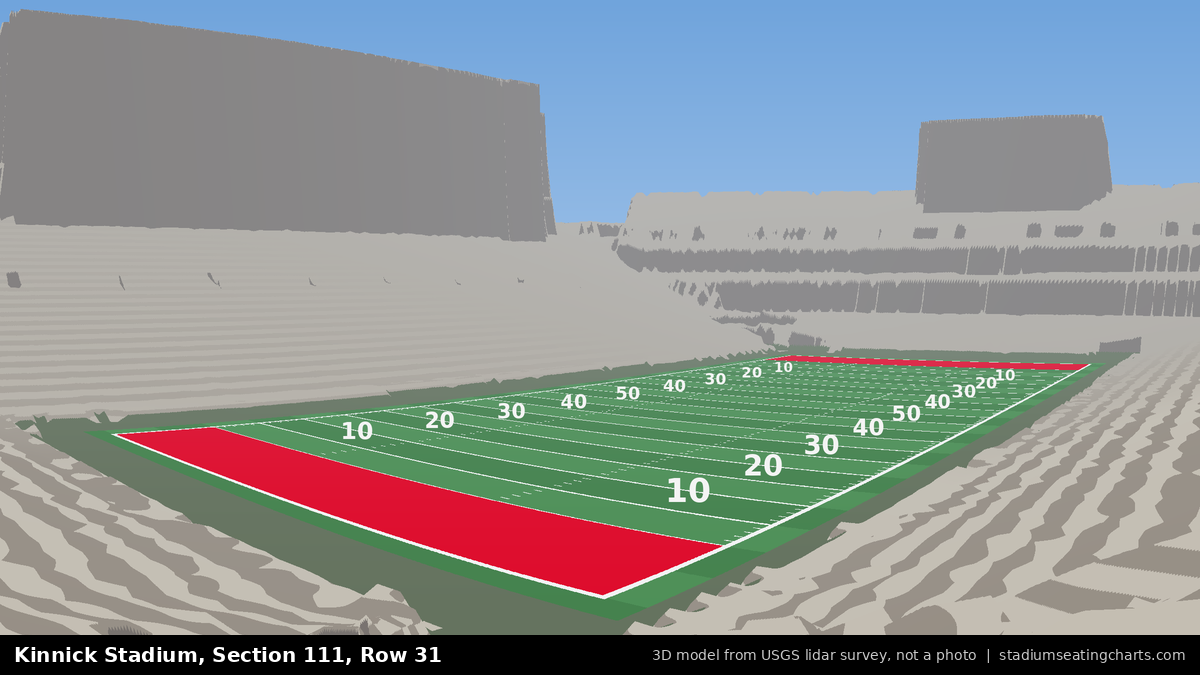 View from Kinnick Stadium Section 111, Row 31, looking toward the field
