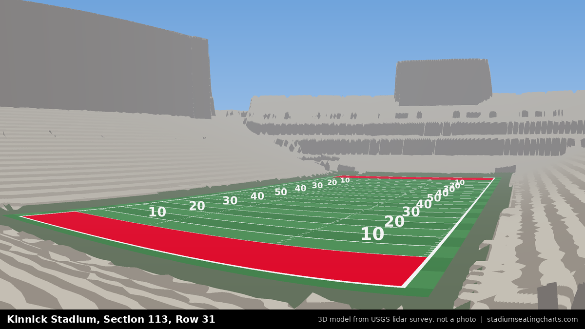 View from Kinnick Stadium Section 113, Row 31, looking toward the field