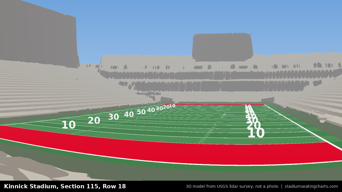 View from Kinnick Stadium Section 115, Row 18, looking toward the field