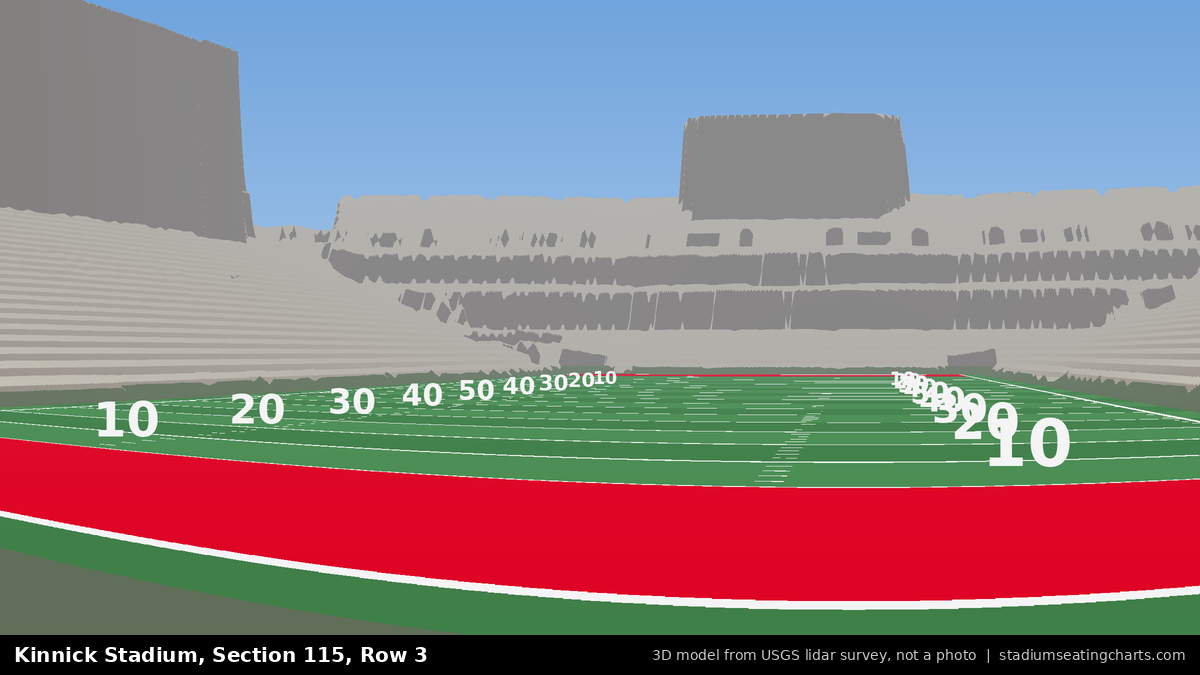 View from Kinnick Stadium Section 115, Row 3, looking toward the field