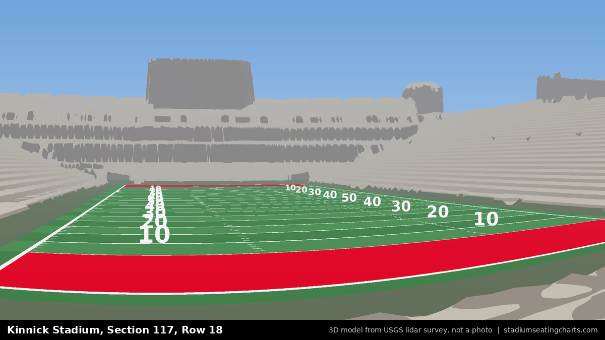 View from Kinnick Stadium Section 117, Row 18, looking toward the field