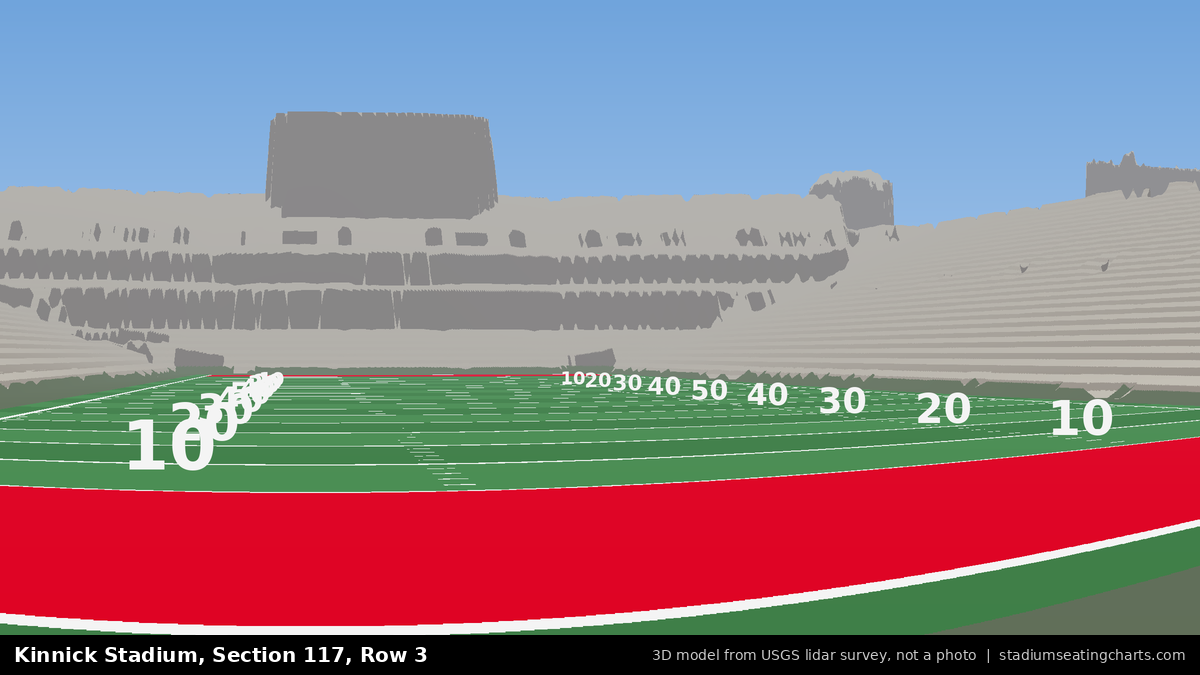 View from Kinnick Stadium Section 117, Row 3, looking toward the field