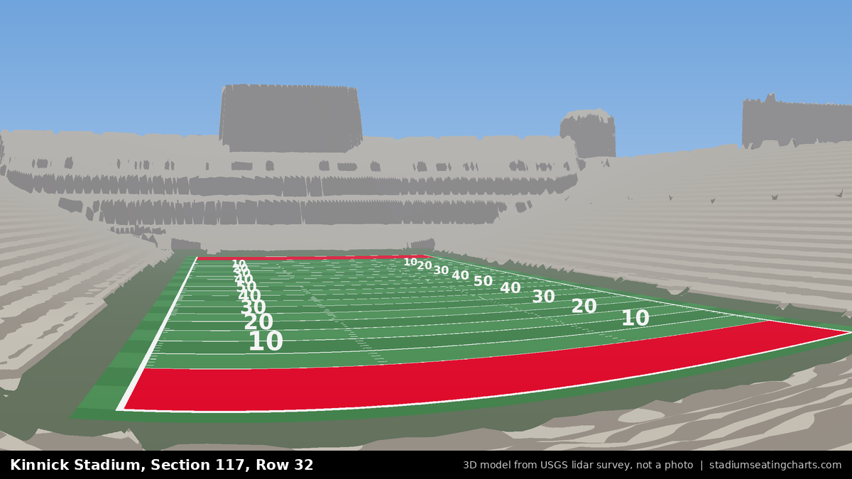 View from Kinnick Stadium Section 117, Row 32, looking toward the field