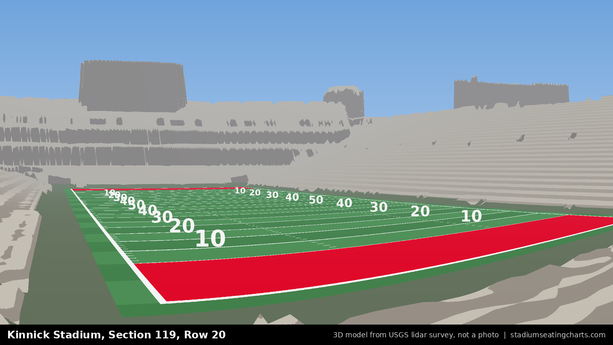 View from Kinnick Stadium Section 119, Row 20, looking toward the field