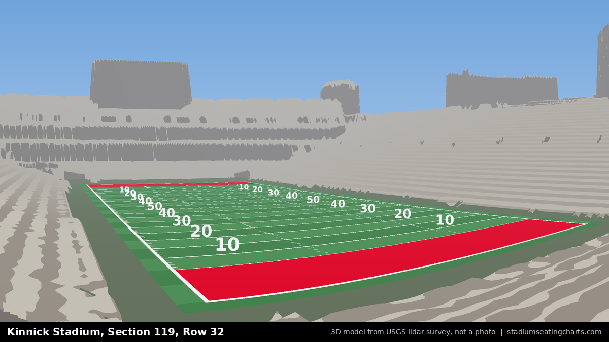View from Kinnick Stadium Section 119, Row 32, looking toward the field