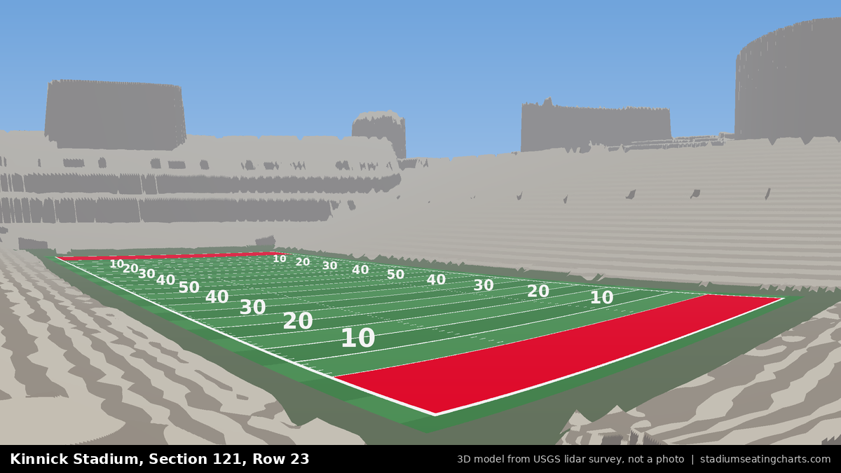 View from Kinnick Stadium Section 121, Row 23, looking toward the field