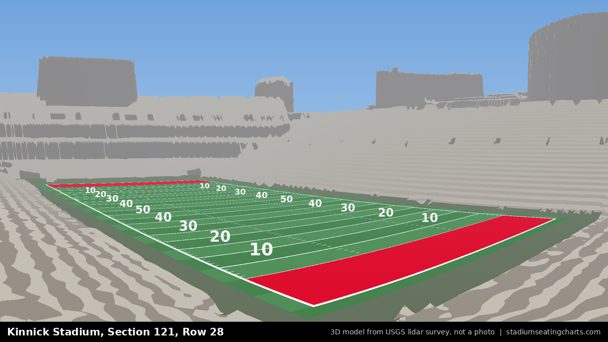 View from Kinnick Stadium Section 121, Row 28, looking toward the field