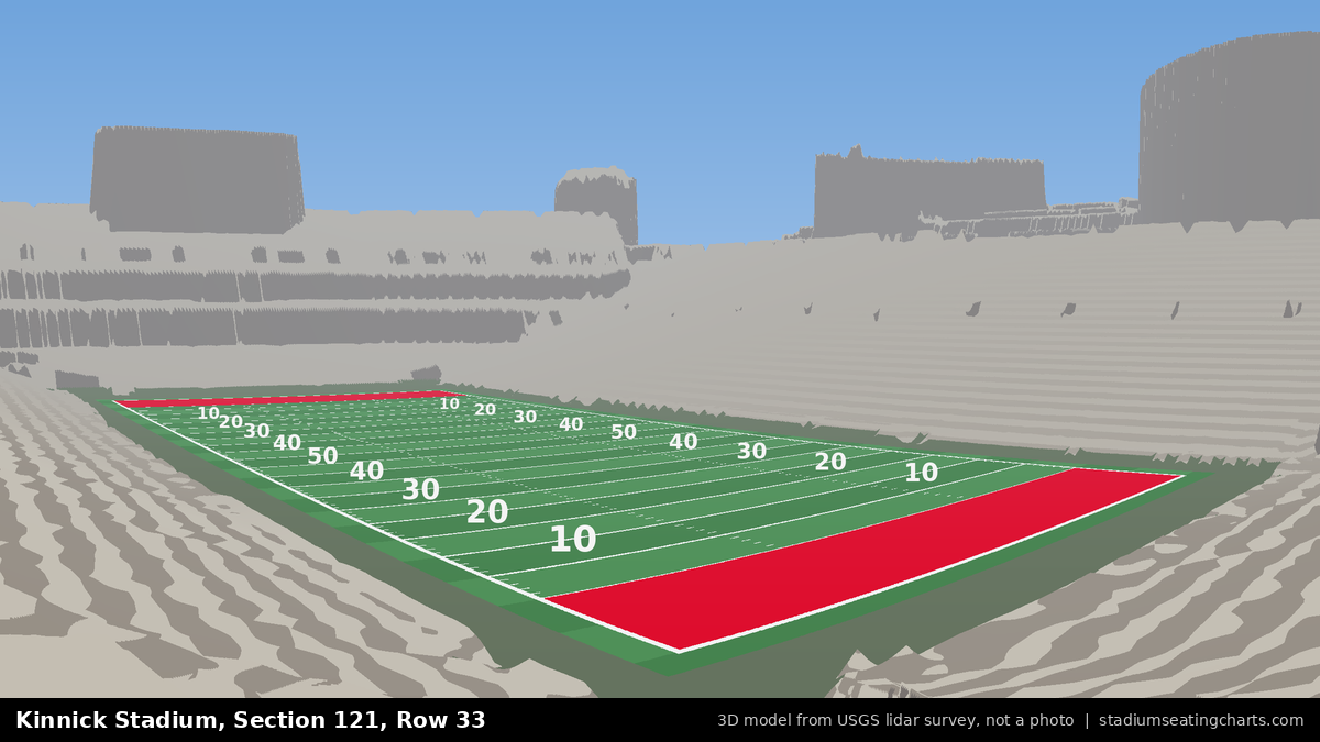 View from Kinnick Stadium Section 121, Row 33, looking toward the field