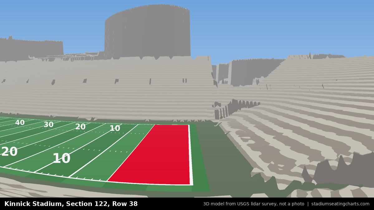 View from Kinnick Stadium Section 122, Row 38, looking toward the field