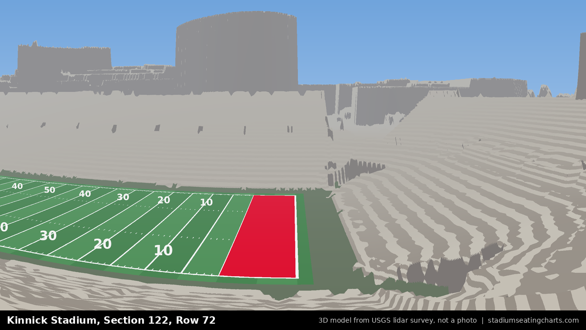 View from Kinnick Stadium Section 122, Row 72, looking toward the field