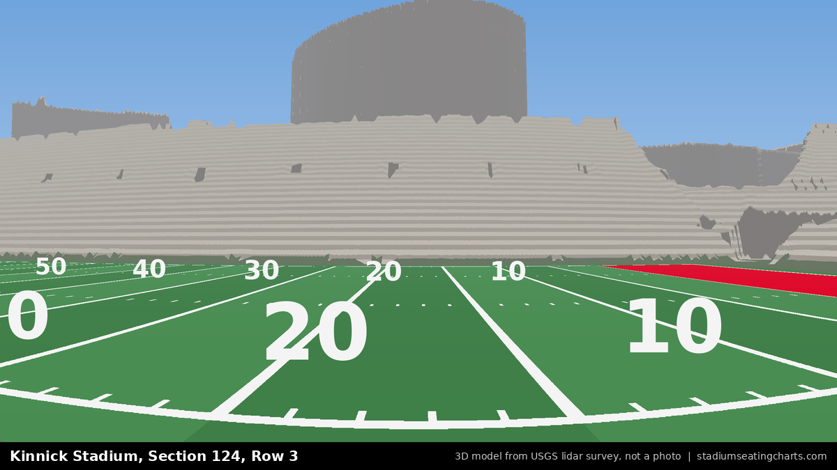 View from Kinnick Stadium Section 124, Row 3, looking toward the field