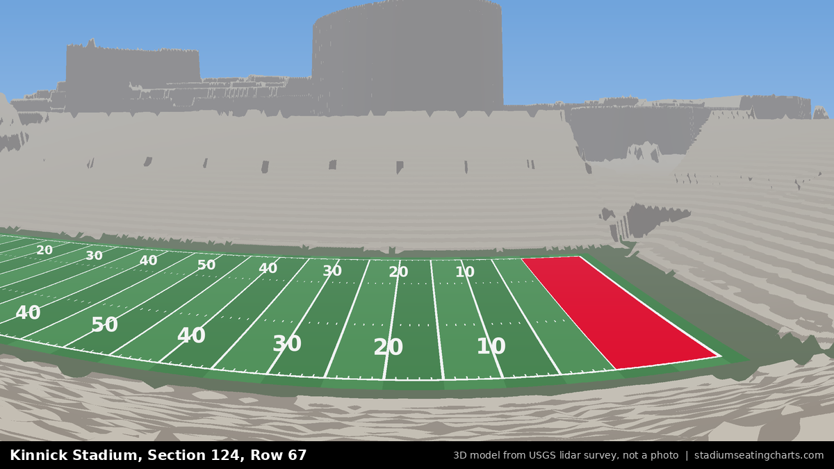 View from Kinnick Stadium Section 124, Row 67, looking toward the field