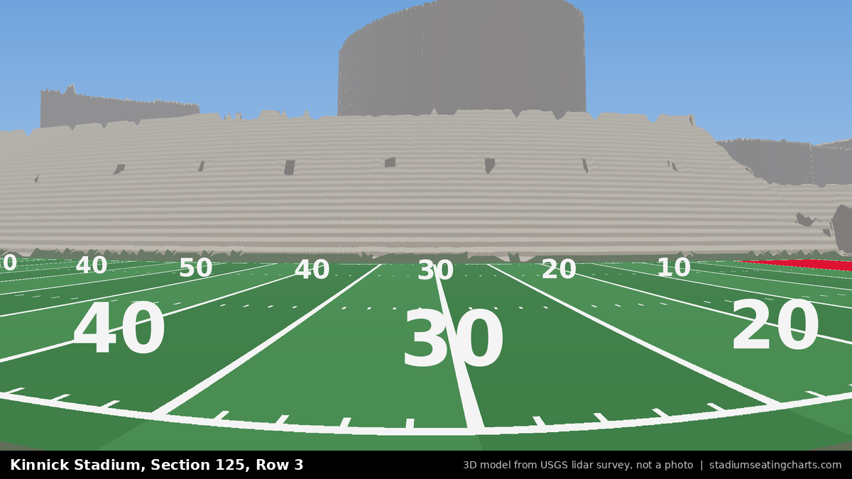 View from Kinnick Stadium Section 125, Row 3, looking toward the field