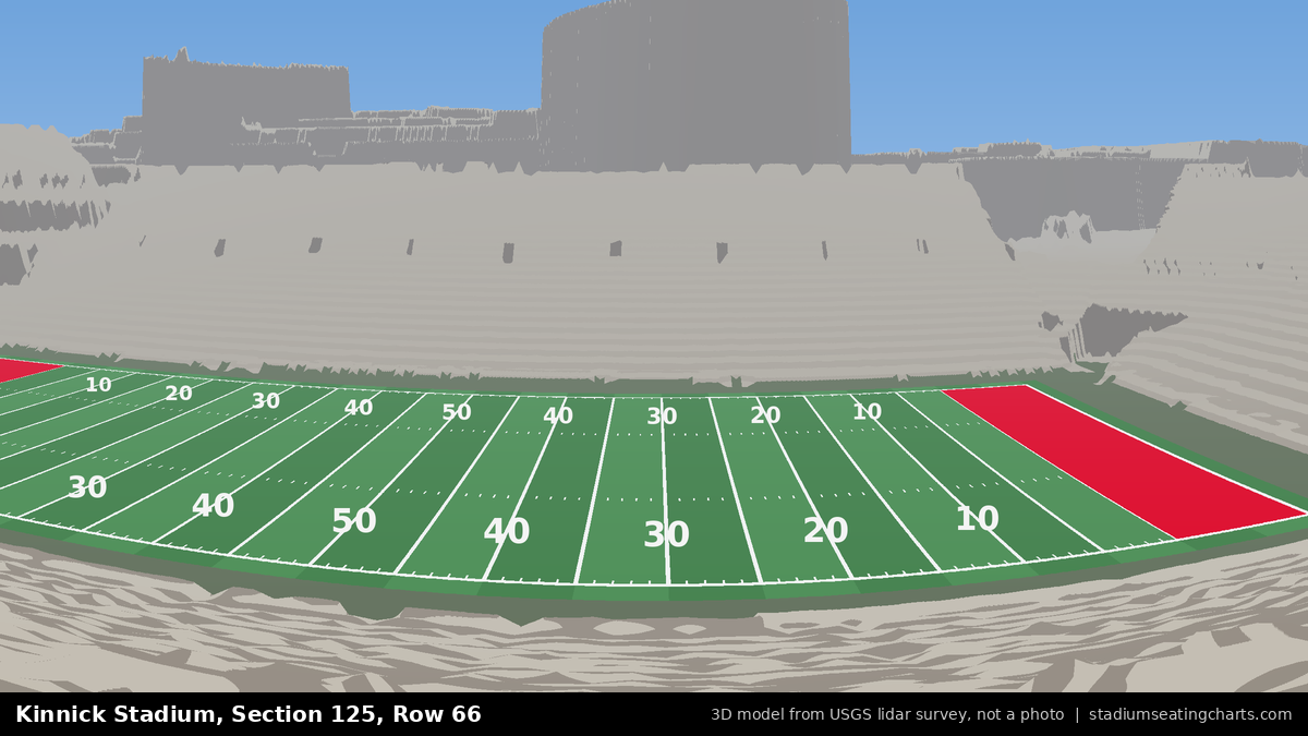 View from Kinnick Stadium Section 125, Row 66, looking toward the field