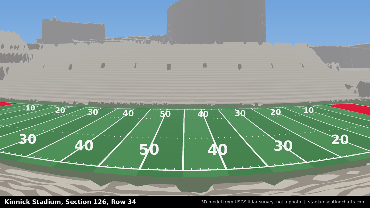 View from Kinnick Stadium Section 126, Row 34, looking toward the field