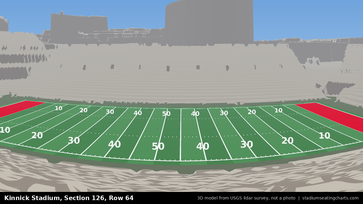 View from Kinnick Stadium Section 126, Row 64, looking toward the field