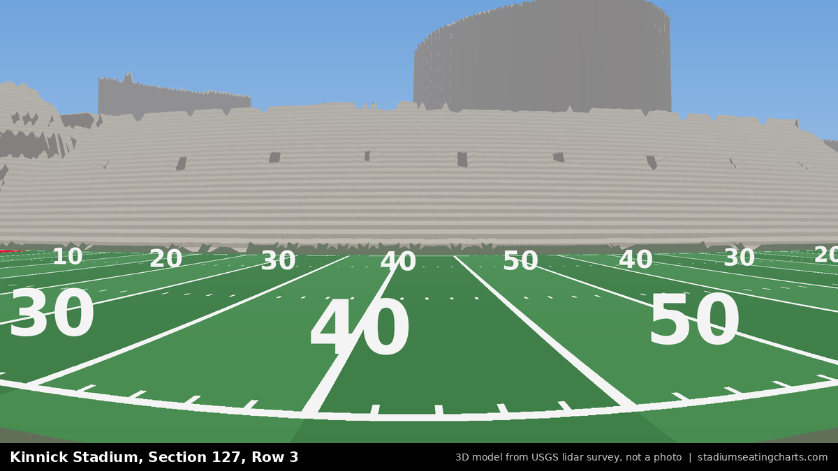 View from Kinnick Stadium Section 127, Row 3, looking toward the field