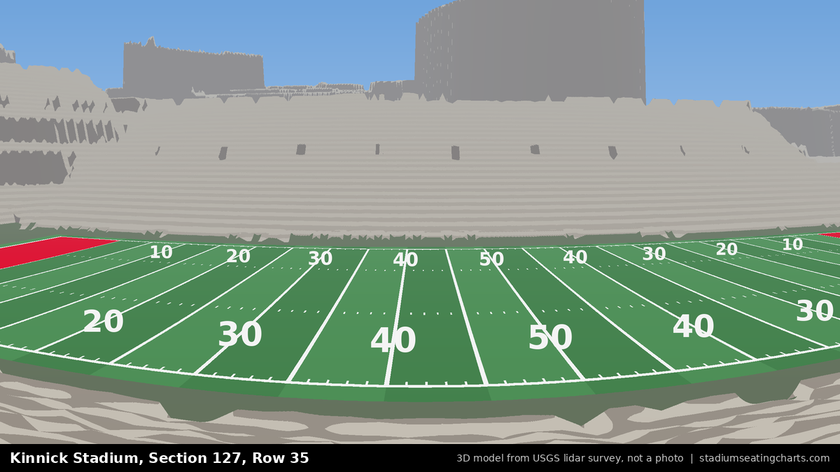 View from Kinnick Stadium Section 127, Row 35, looking toward the field