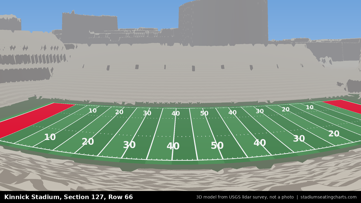 View from Kinnick Stadium Section 127, Row 66, looking toward the field