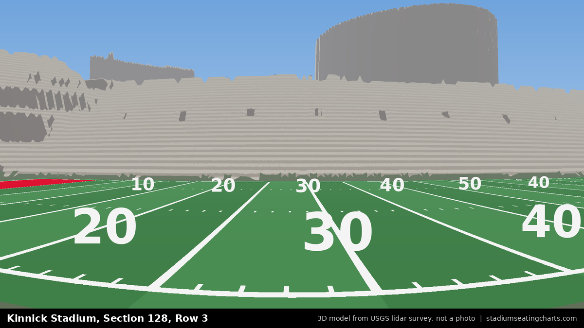 View from Kinnick Stadium Section 128, Row 3, looking toward the field