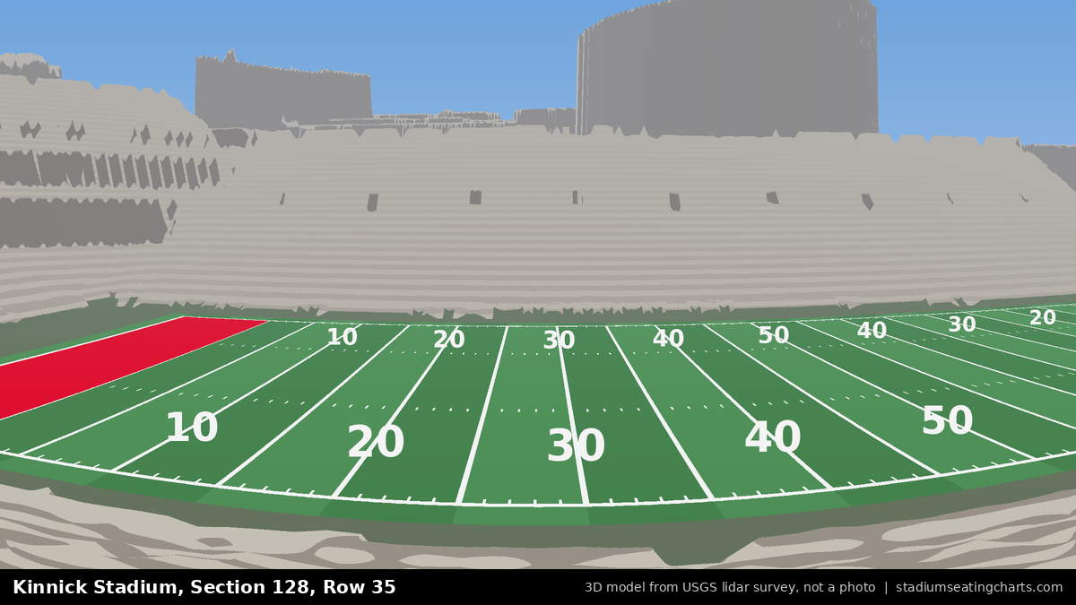 View from Kinnick Stadium Section 128, Row 35, looking toward the field