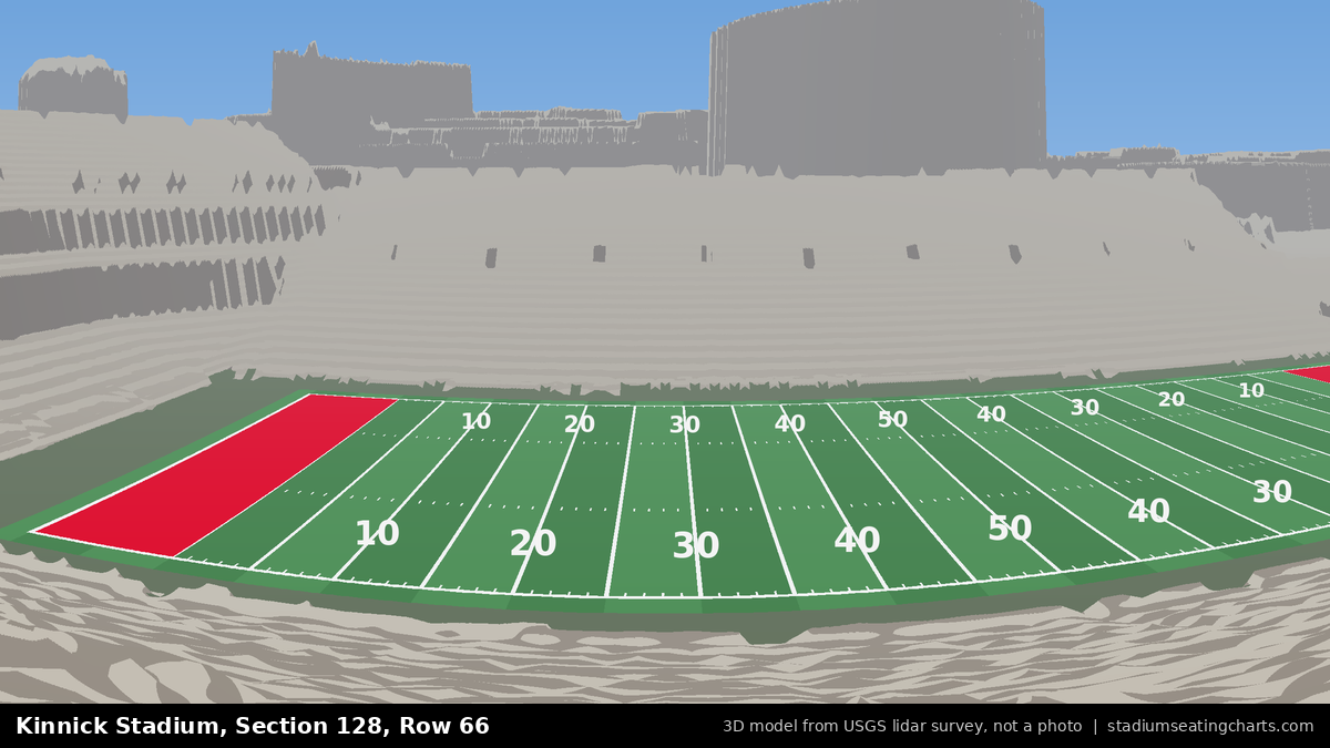 View from Kinnick Stadium Section 128, Row 66, looking toward the field