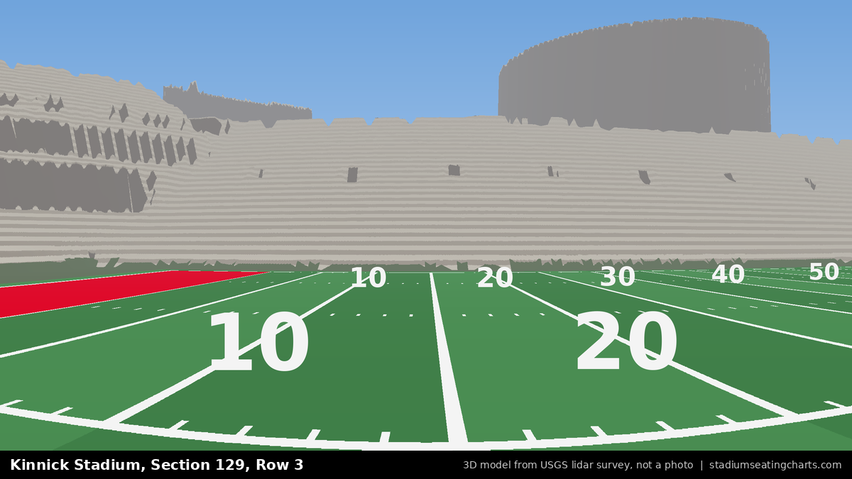 View from Kinnick Stadium Section 129, Row 3, looking toward the field