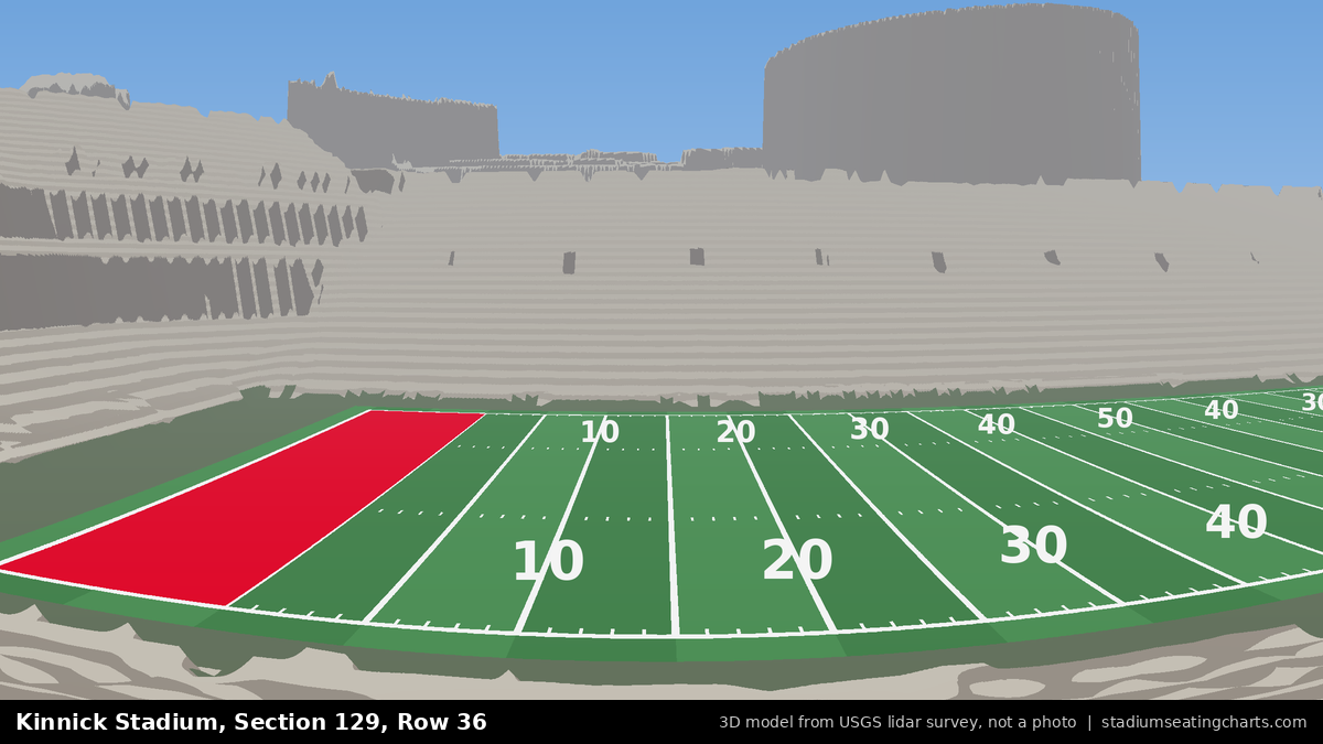 View from Kinnick Stadium Section 129, Row 36, looking toward the field