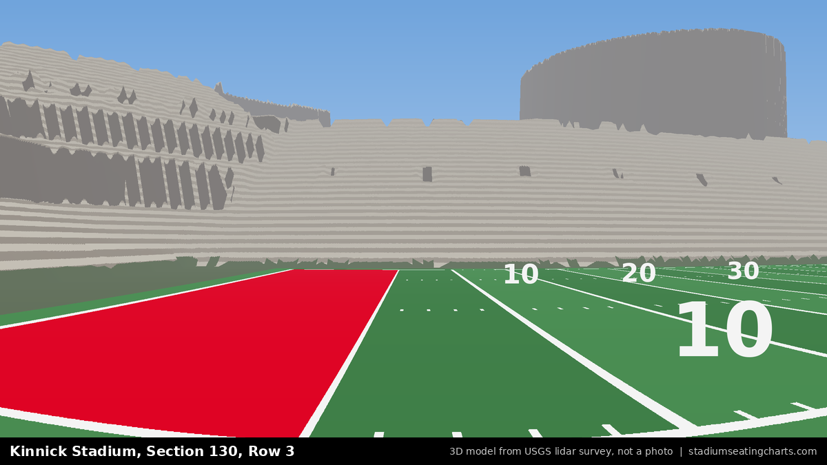 View from Kinnick Stadium Section 130, Row 3, looking toward the field