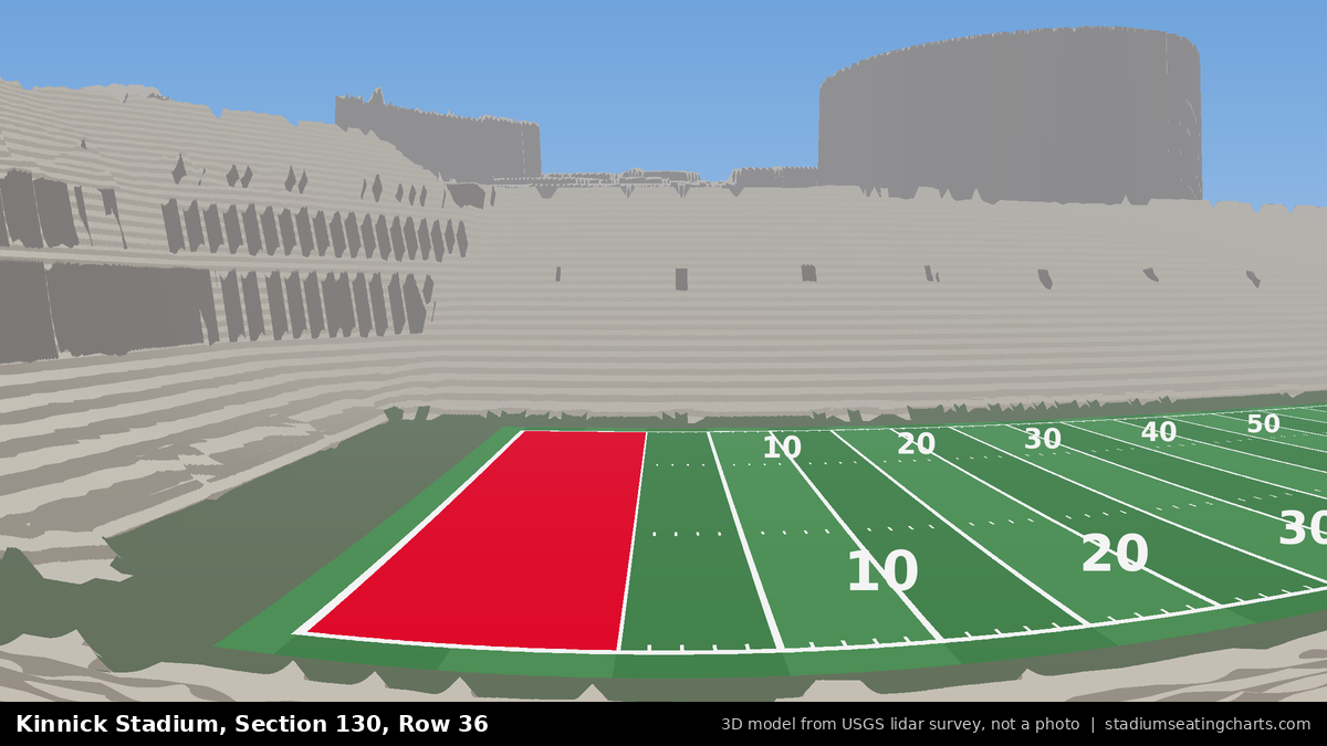 View from Kinnick Stadium Section 130, Row 36, looking toward the field