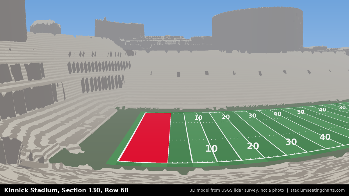 View from Kinnick Stadium Section 130, Row 68, looking toward the field