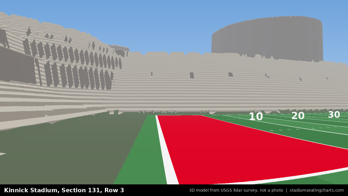 View from Kinnick Stadium Section 131, Row 3, looking toward the field