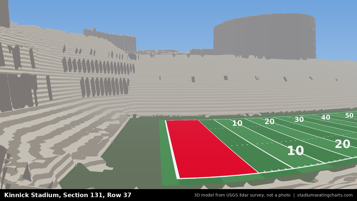 View from Kinnick Stadium Section 131, Row 37, looking toward the field