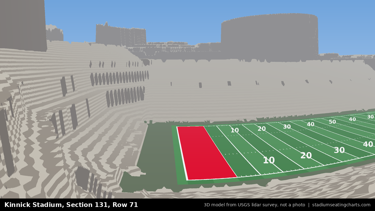 View from Kinnick Stadium Section 131, Row 71, looking toward the field