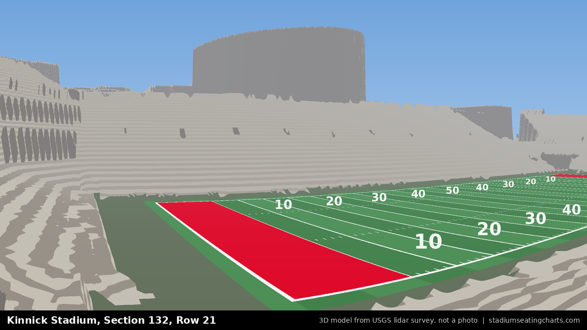 View from Kinnick Stadium Section 132, Row 21, looking toward the field